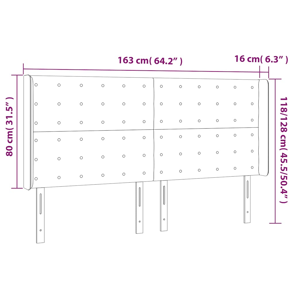 Hoofdbord LED 163x16x118/128 cm fluweel donkergroen is nu te koop bij PeponiXL, paradijselijk wonen!