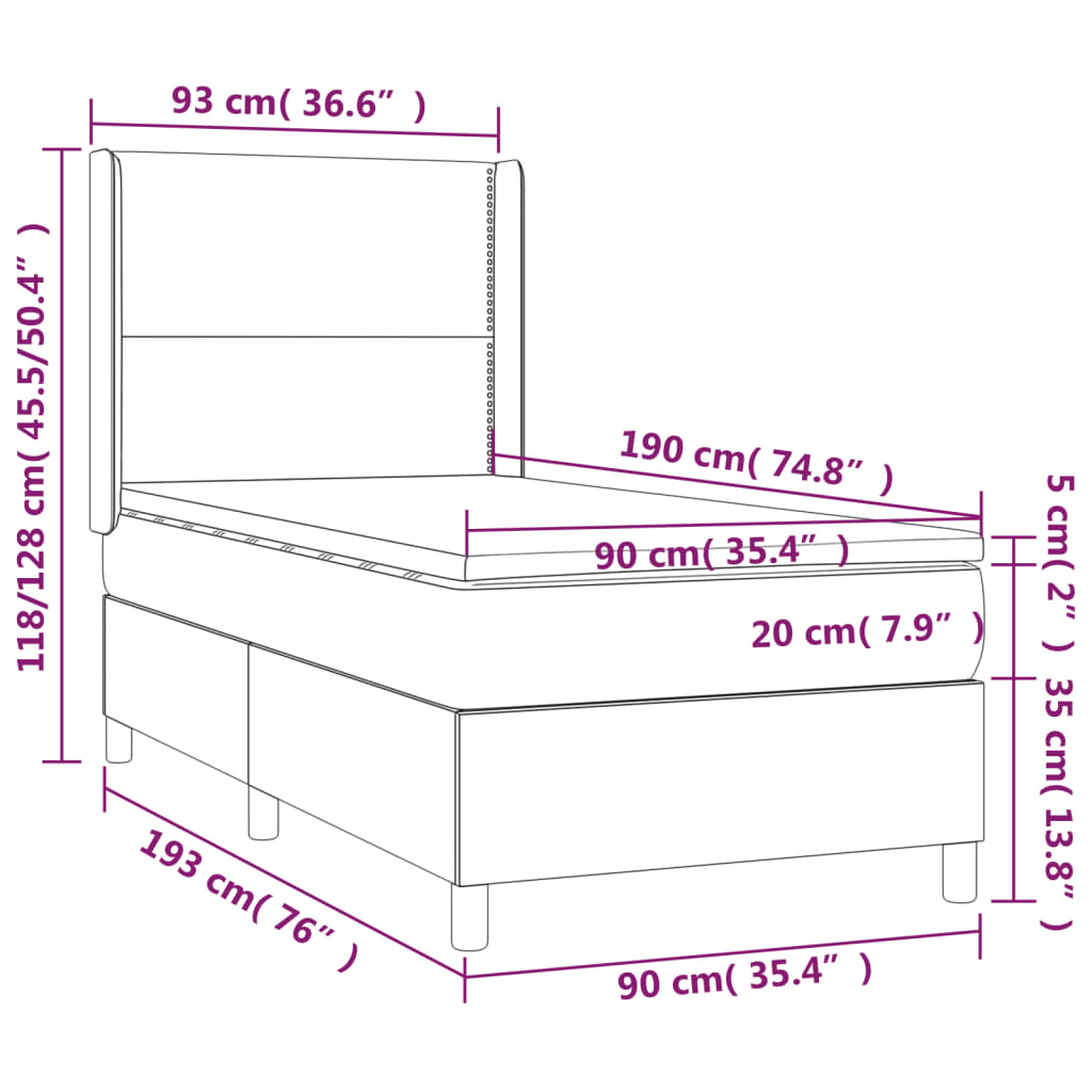 Boxspring met matras stof blauw 90x190 cm is nu te koop bij PeponiXL, paradijselijk wonen!