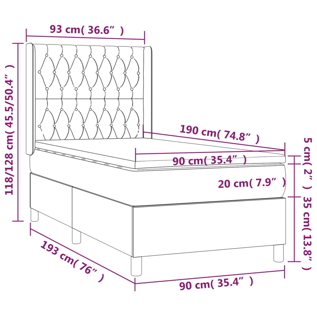 Boxspring met matras stof blauw 90x190 cm is nu te koop bij PeponiXL, paradijselijk wonen!