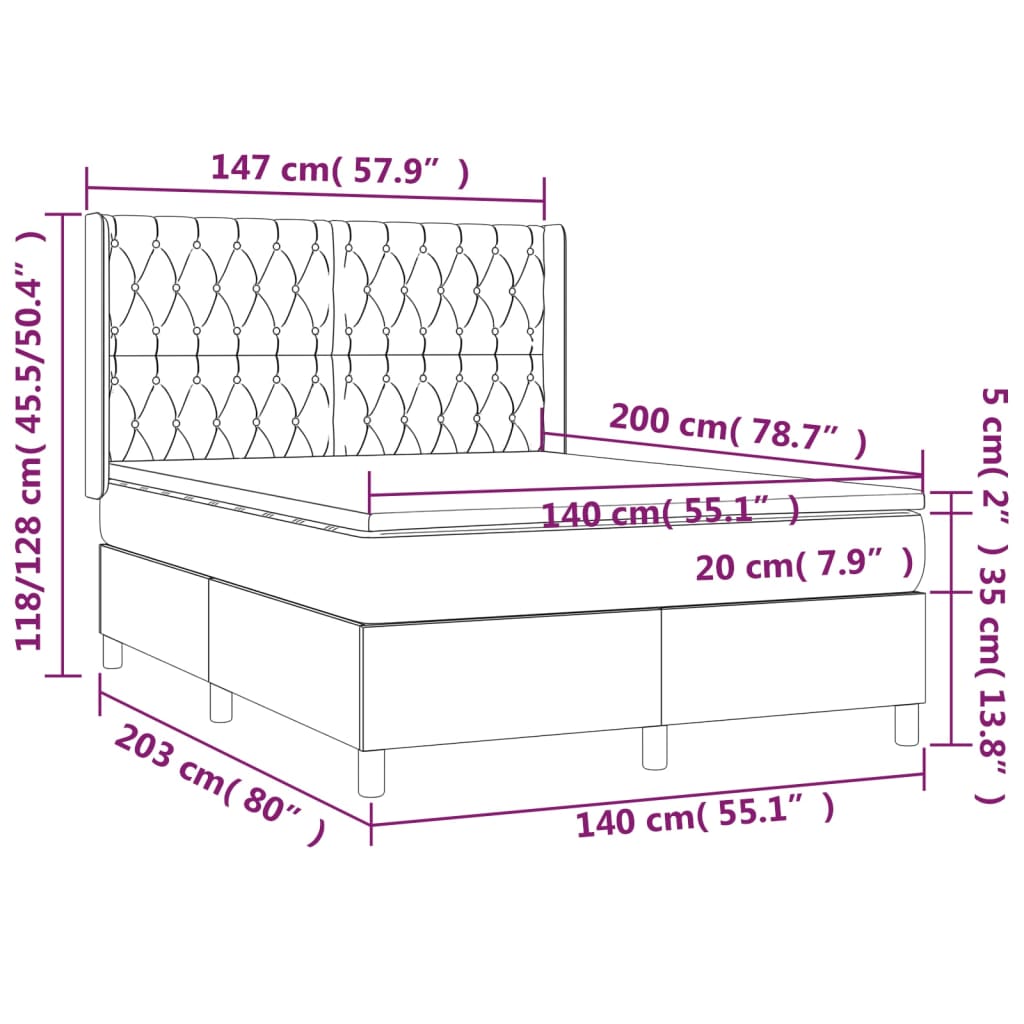 Boxspring met matras stof lichtgrijs 140x200 cm is nu te koop bij PeponiXL, paradijselijk wonen!