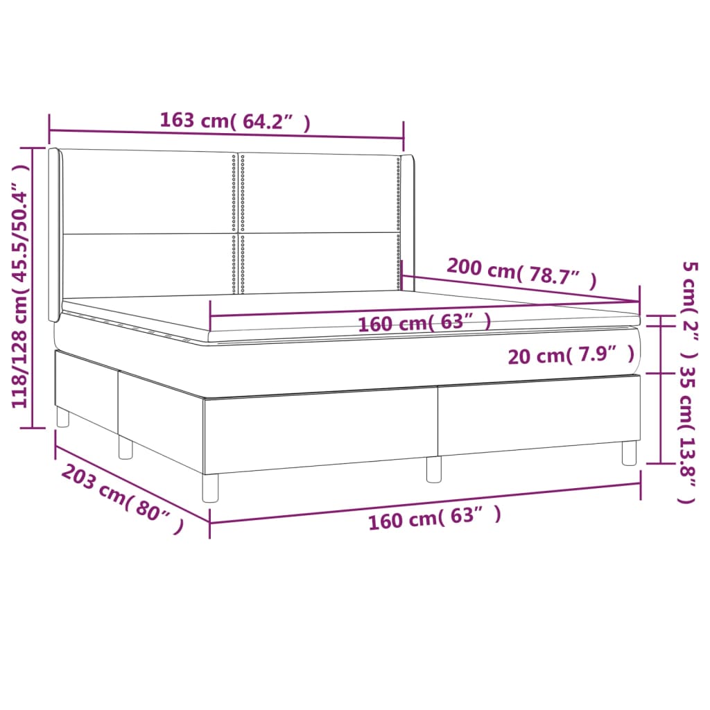 Boxspring met matras en LED stof zwart 160x200 cm is nu te koop bij PeponiXL, paradijselijk wonen!
