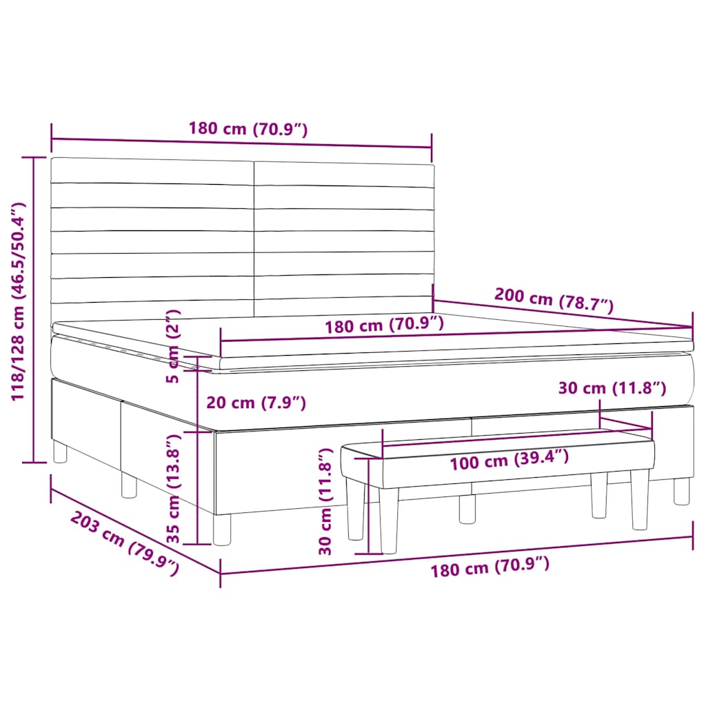 Boxspring met matras en LED stof taupe 180x200 cm is nu te koop bij PeponiXL, paradijselijk wonen!