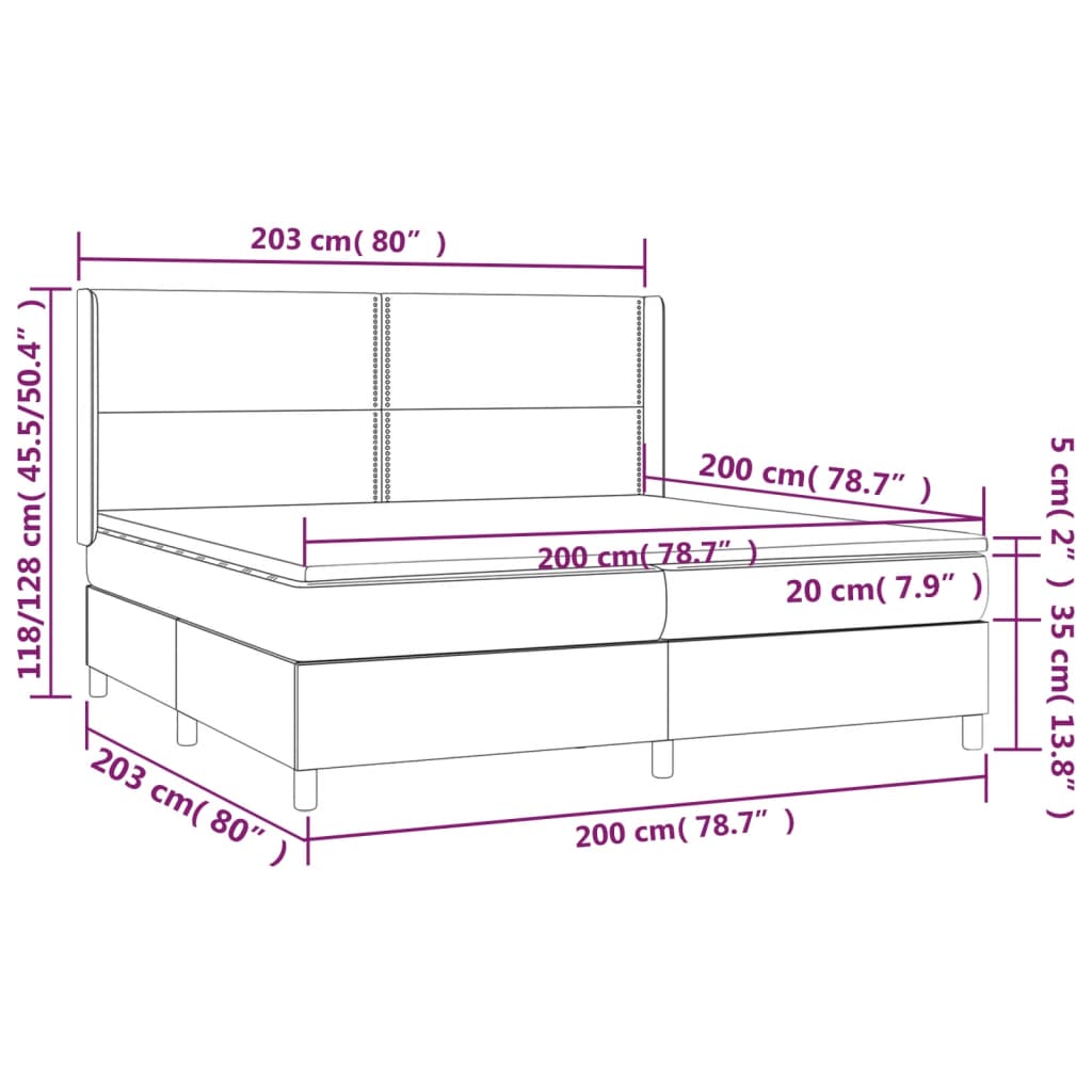 Boxspring met matras en LED stof zwart 200x200 cm is nu te koop bij PeponiXL, paradijselijk wonen!