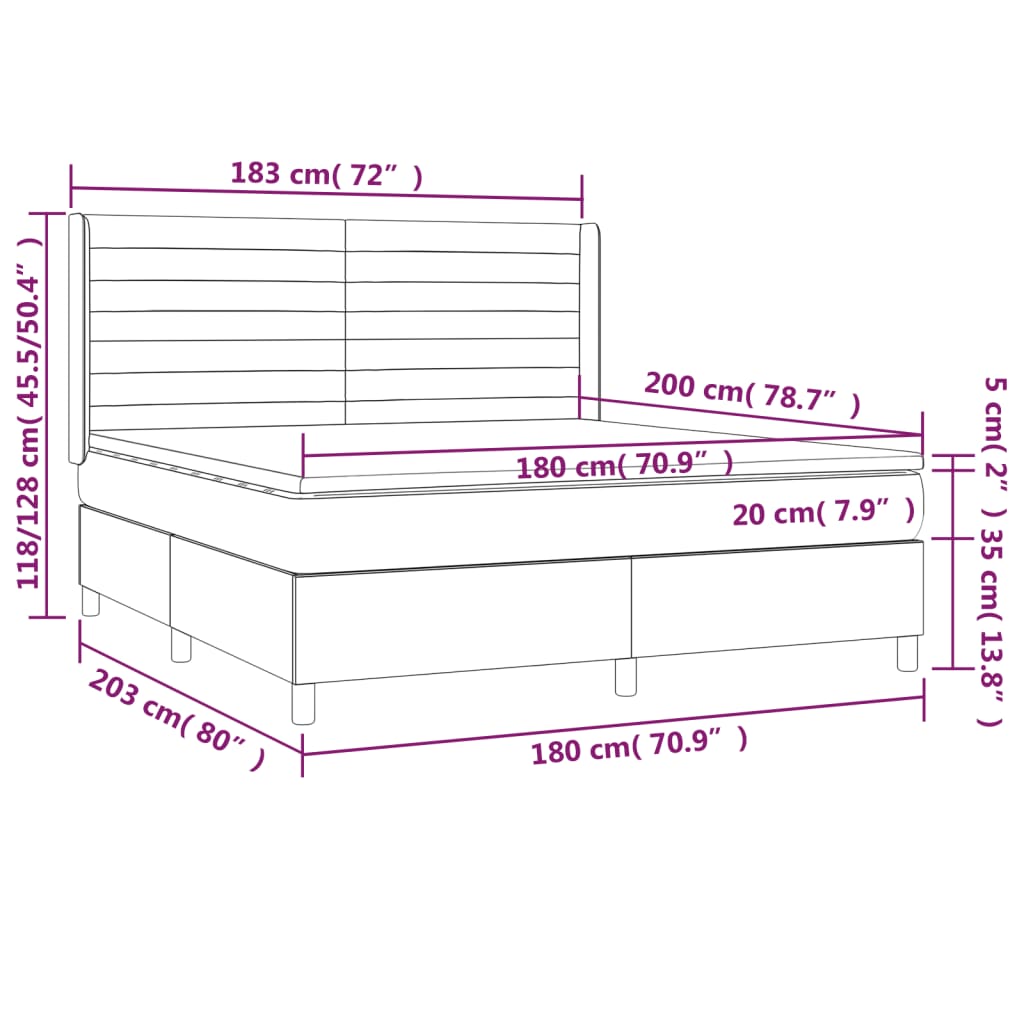 Boxspring met matras en LED stof crèmekleurig 180x200 cm is nu te koop bij PeponiXL, paradijselijk wonen!