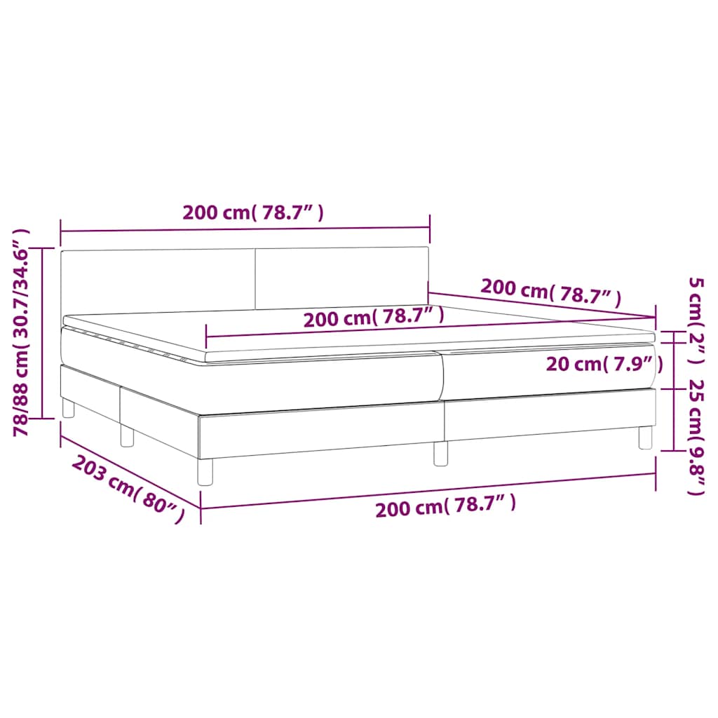 Boxspring met matras en LED fluweel lichtgrijs 200x200 cm is nu te koop bij PeponiXL, paradijselijk wonen!