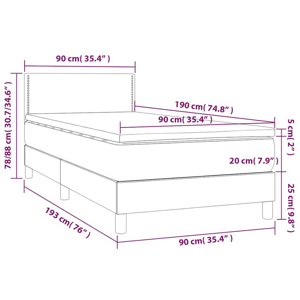 Boxspring met matras en LED fluweel donkergroen 90x190 cm is nu te koop bij PeponiXL, paradijselijk wonen!