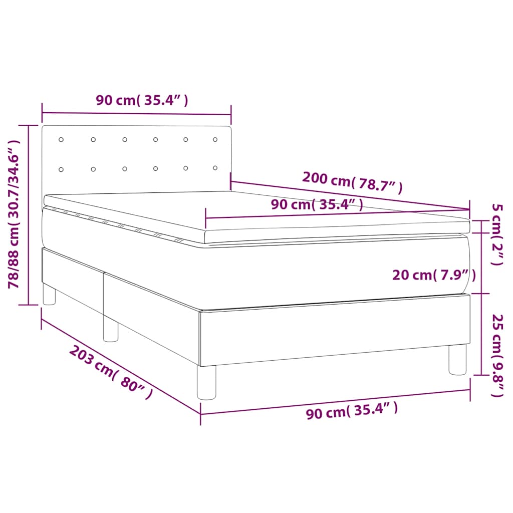 Boxspring met matras en LED fluweel donkergroen 90x200 cm is nu te koop bij PeponiXL, paradijselijk wonen!