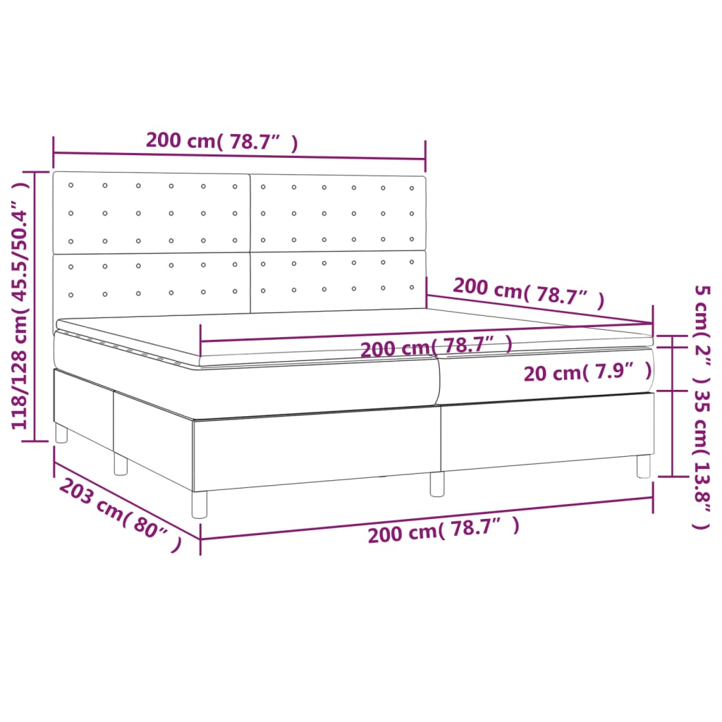Boxspring met matras en LED stof zwart 200x200 cm is nu te koop bij PeponiXL, paradijselijk wonen!