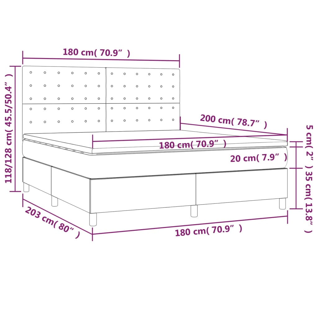 Boxspring met matras en LED kunstleer grijs 180x200 cm is nu te koop bij PeponiXL, paradijselijk wonen!