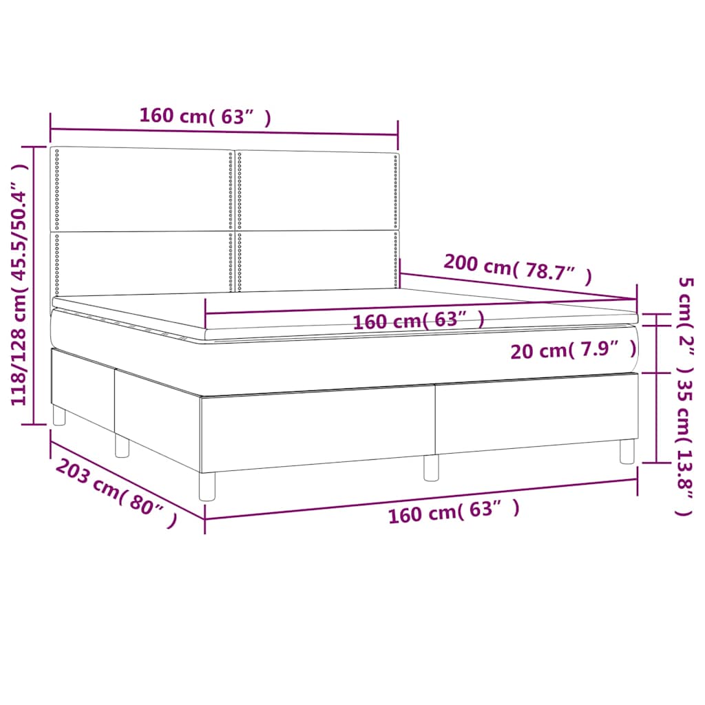 Boxspring met matras en LED fluweel donkerblauw 160x200 cm is nu te koop bij PeponiXL, paradijselijk wonen!