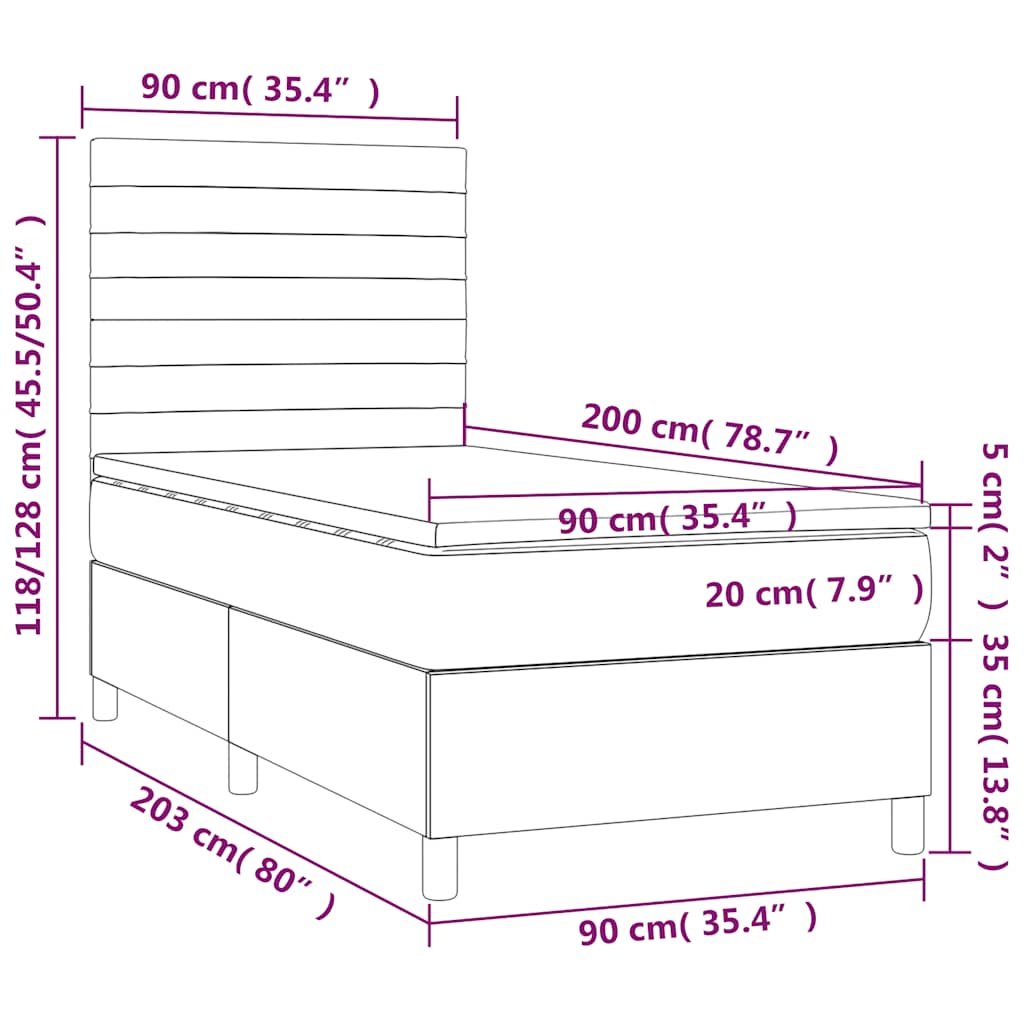 Boxspring met matras en LED fluweel donkergroen 90x200 cm is nu te koop bij PeponiXL, paradijselijk wonen!