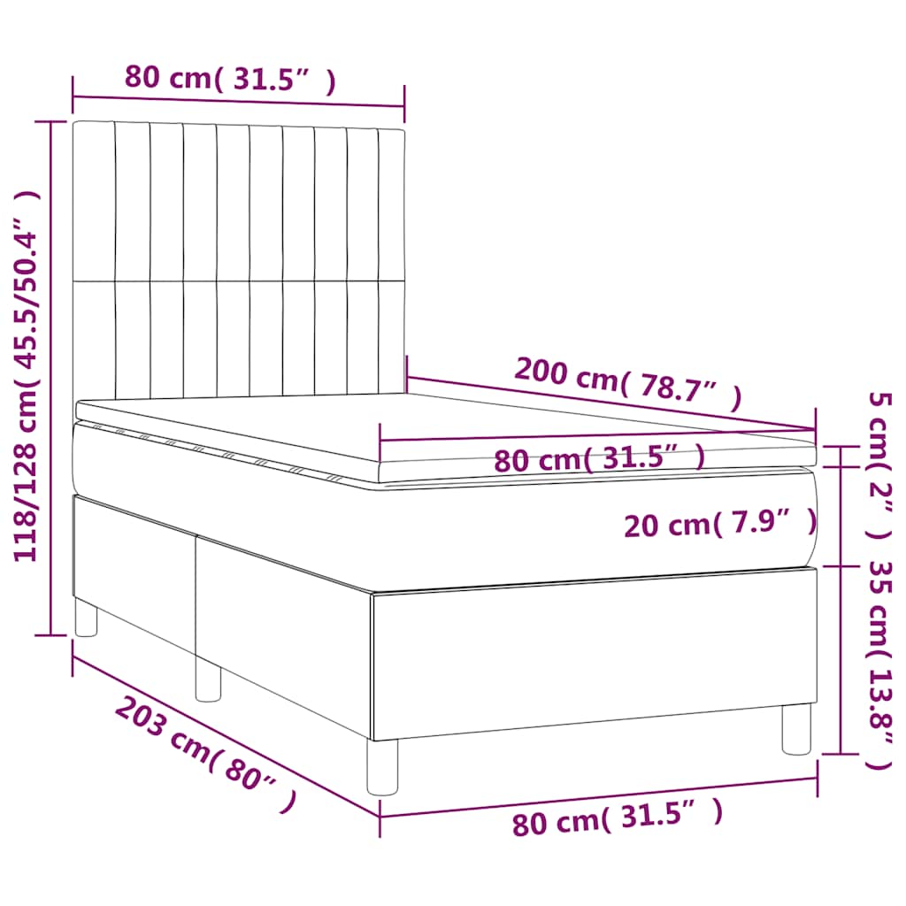 Boxspring met matras en LED fluweel donkergroen 80x200 cm is nu te koop bij PeponiXL, paradijselijk wonen!