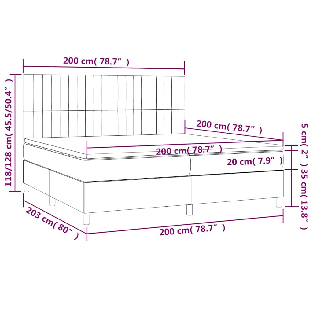 Boxspring met matras en LED fluweel donkerblauw 200x200 cm is nu te koop bij PeponiXL, paradijselijk wonen!