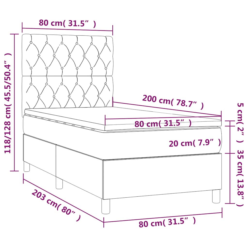 Boxspring met matras en LED fluweel donkergroen 80x200 cm is nu te koop bij PeponiXL, paradijselijk wonen!
