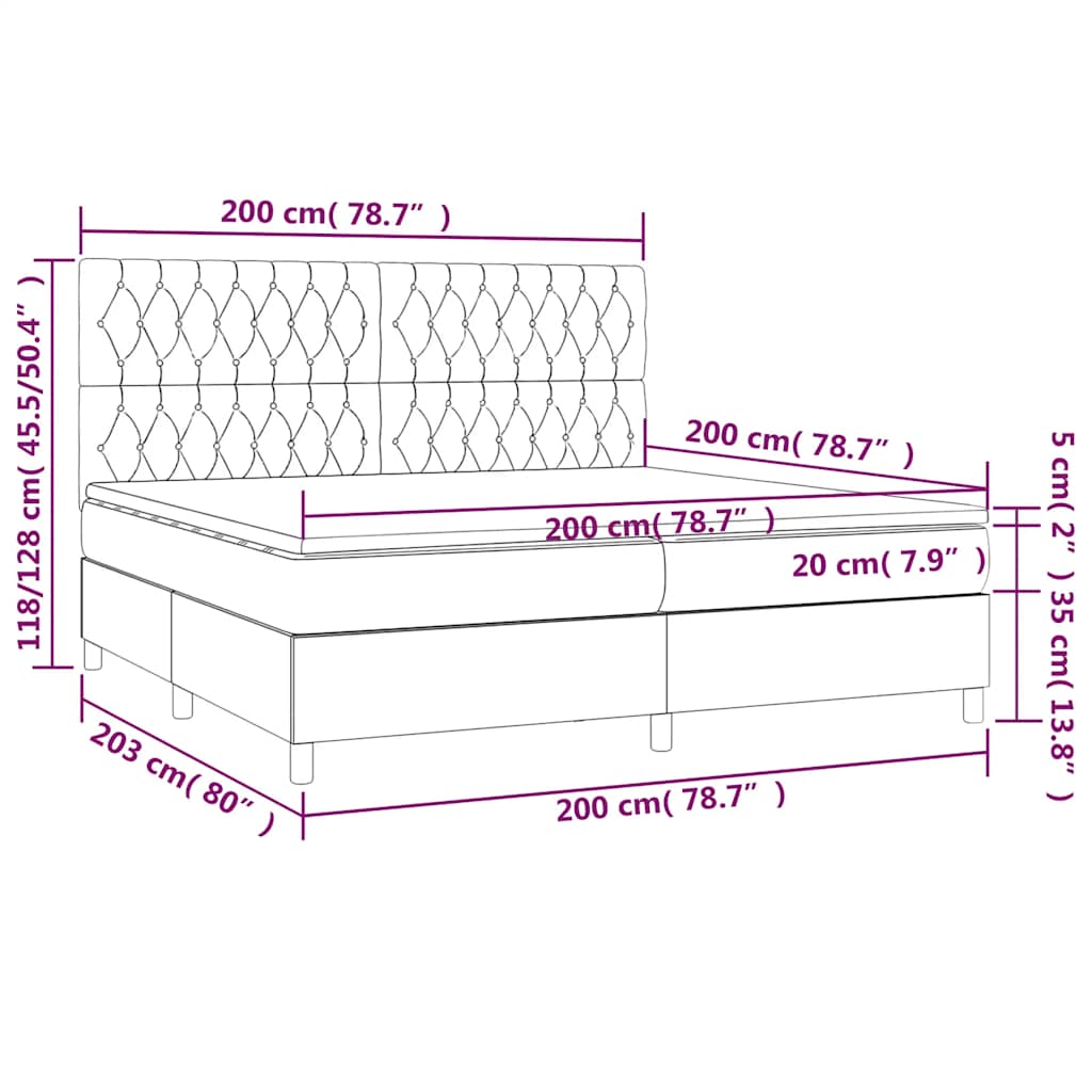 Boxspring met matras en LED fluweel donkerblauw 200x200 cm is nu te koop bij PeponiXL, paradijselijk wonen!