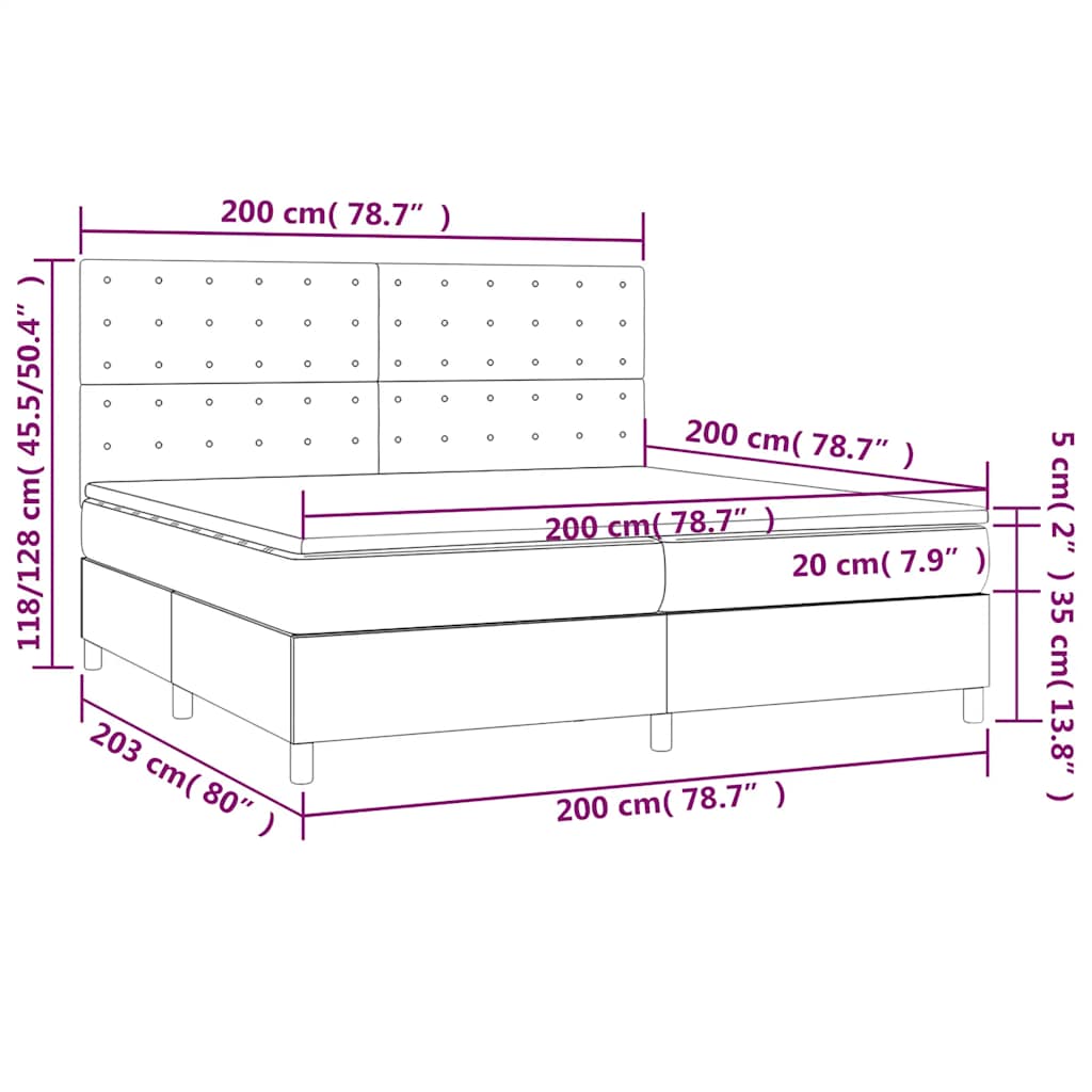 Boxspring met matras en LED fluweel donkerblauw 200x200 cm is nu te koop bij PeponiXL, paradijselijk wonen!