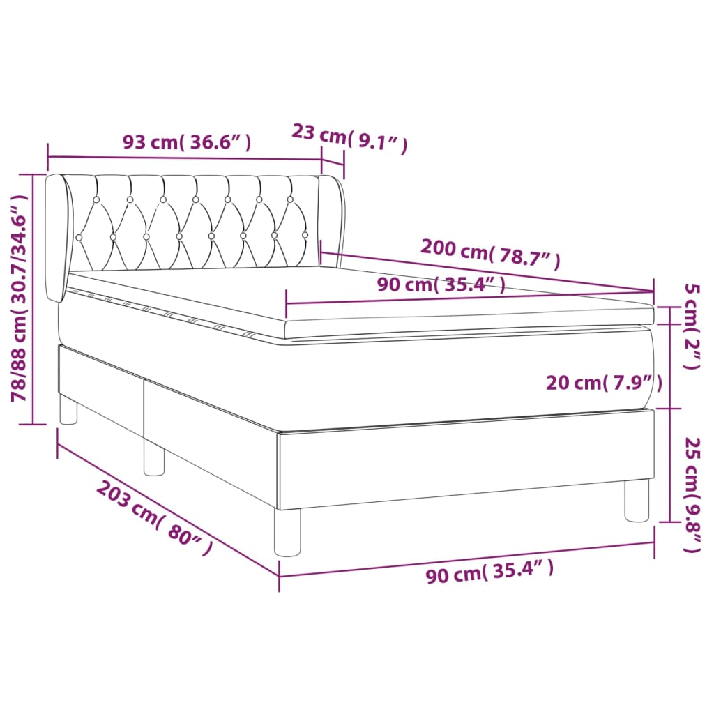 Boxspring met matras stof donkergrijs 90x200 cm is nu te koop bij PeponiXL, paradijselijk wonen!