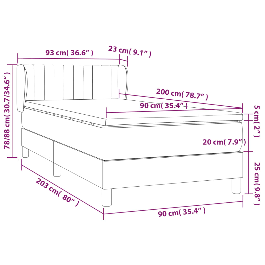 Boxspring met matras stof zwart 90x200 cm is nu te koop bij PeponiXL, paradijselijk wonen!