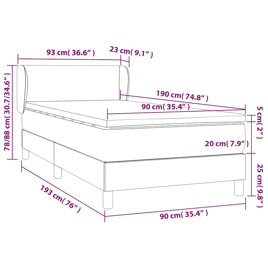 Boxspring met matras fluweel donkergroen 90x190 cm is nu te koop bij PeponiXL, paradijselijk wonen!