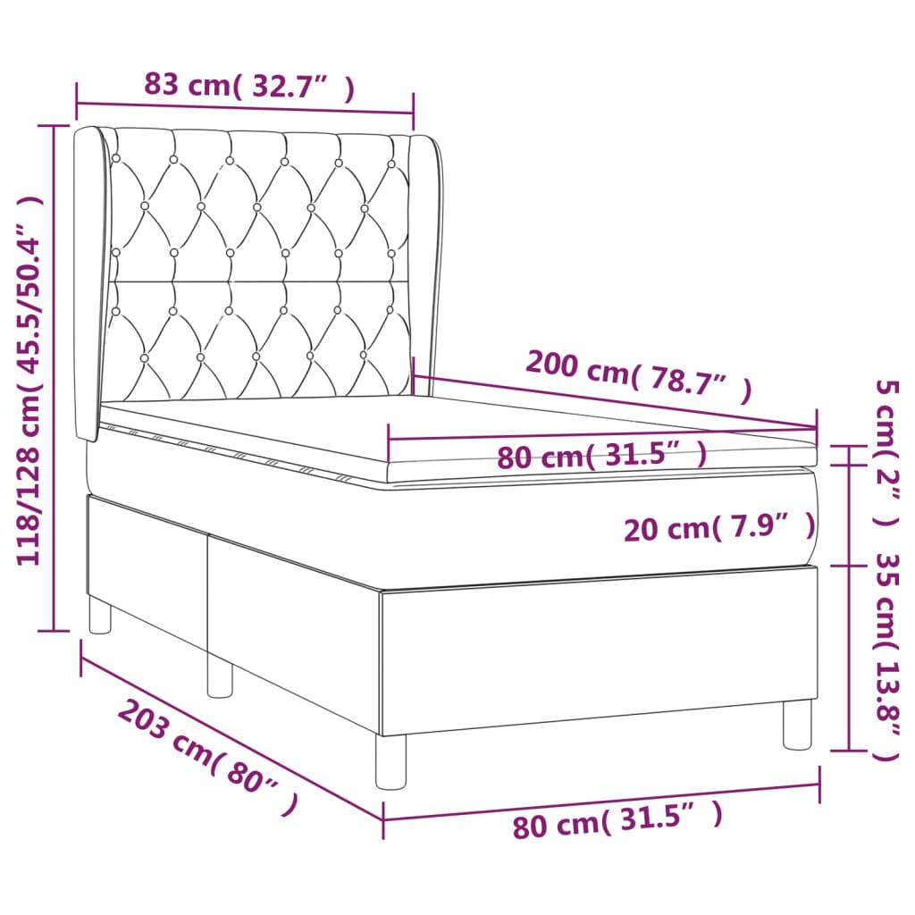 Boxspring met matras stof zwart 80x200 cm is nu te koop bij PeponiXL, paradijselijk wonen!