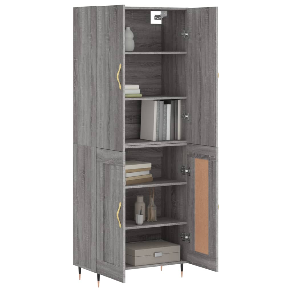 Hoge kast 69,5x34x180 cm bewerkt hout grijs sonoma eikenkleurig is nu te koop bij PeponiXL, paradijselijk wonen!