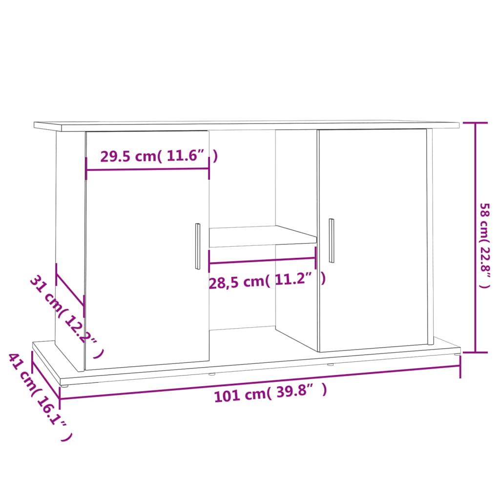Aquariumstandaard Sonoma Eiken 101x41x58 cm Bewerkt Hout is nu te koop bij PeponiXL, paradijselijk wonen!