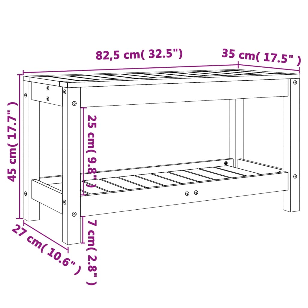 Tuinbank 82,5x35x45 cm massief grenenhout zwart is nu te koop bij PeponiXL, paradijselijk wonen!