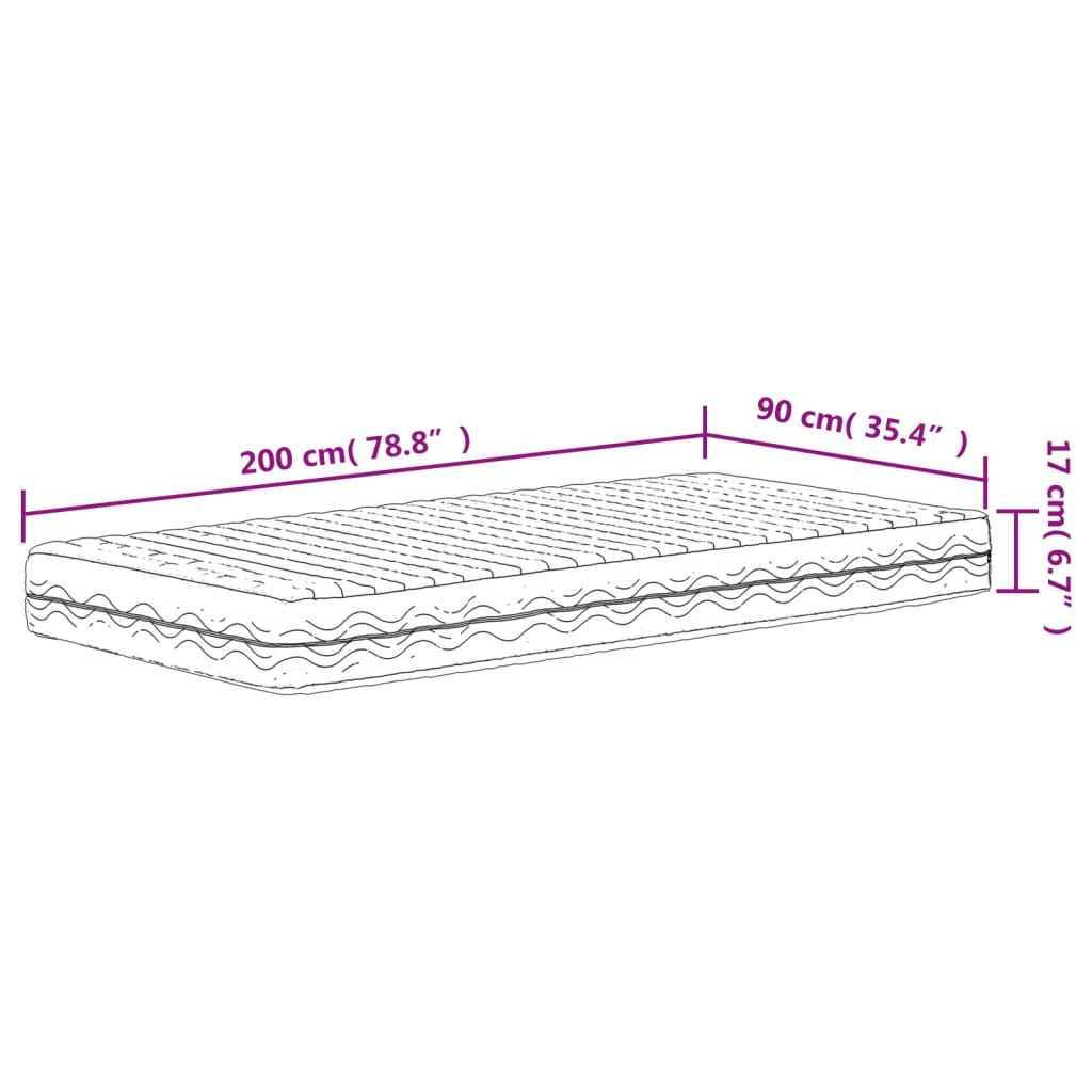 Schuimmatras hardheid H2 H3 90x200 cm wit is nu te koop bij PeponiXL, paradijselijk wonen!
