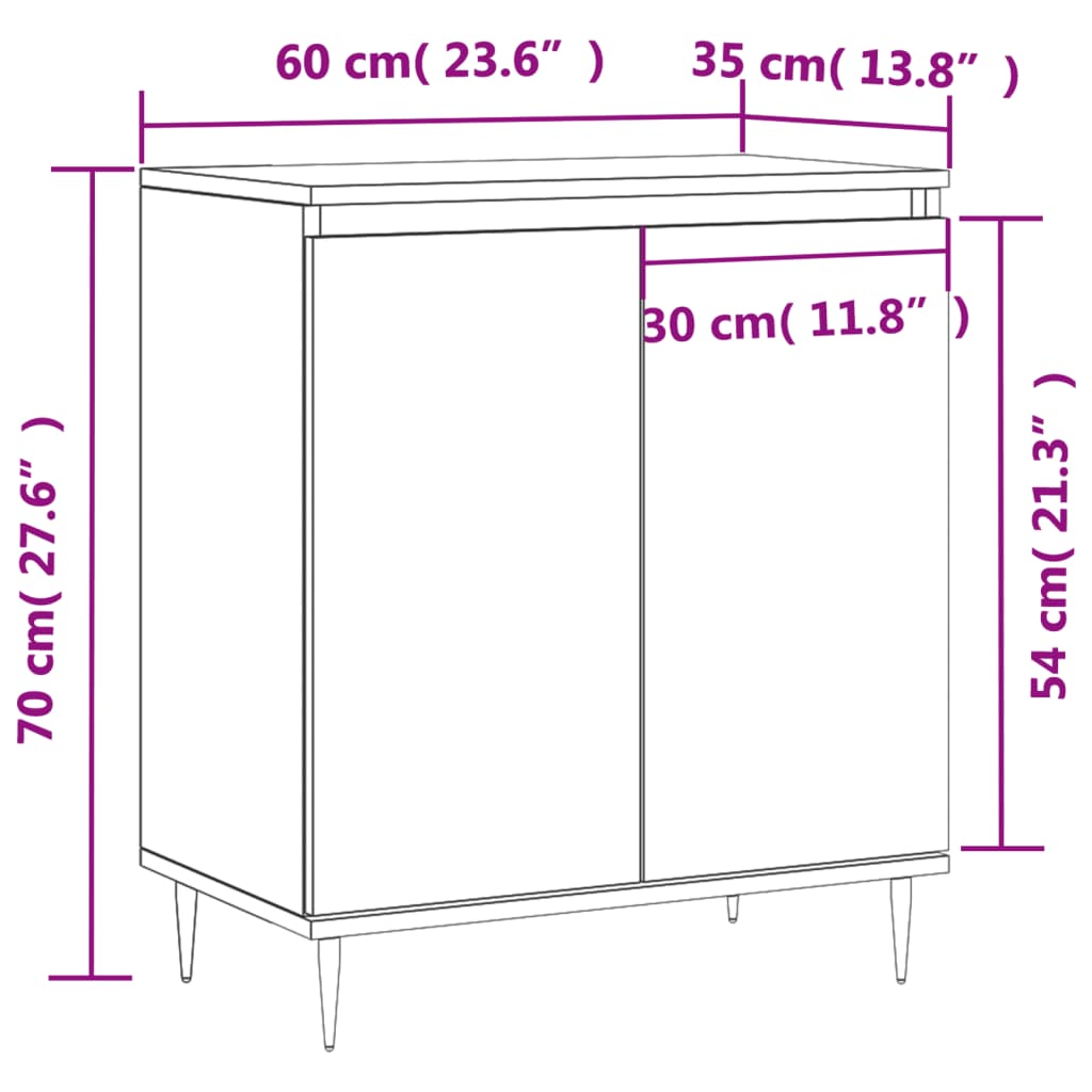 Dressoir 60x35x70 cm bewerkt hout grijs sonoma eikenkleurig is nu te koop bij PeponiXL, paradijselijk wonen!