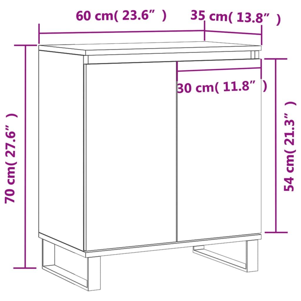 Dressoir 60x35x70 cm bewerkt hout betongrijs is nu te koop bij PeponiXL, paradijselijk wonen!