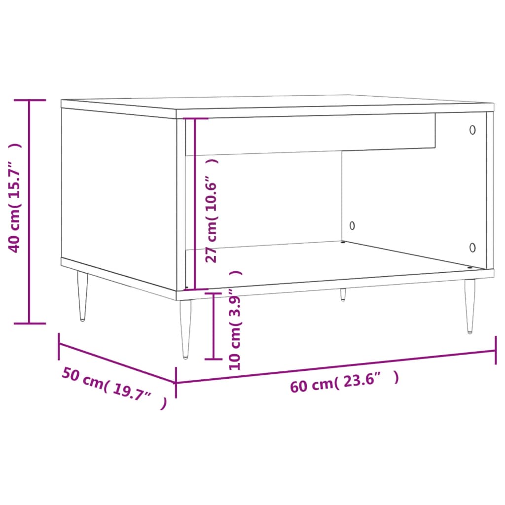 Salontafel 60x50x40 cm bewerkt hout gerookt eikenkleurig is nu te koop bij PeponiXL, paradijselijk wonen!