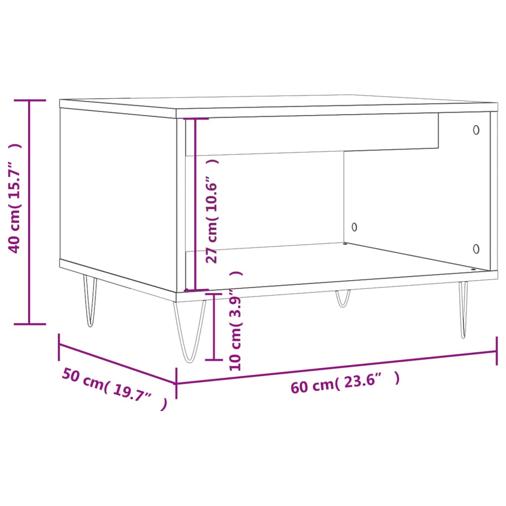 Salontafel 60x50x40 cm bewerkt hout betongrijs is nu te koop bij PeponiXL, paradijselijk wonen!