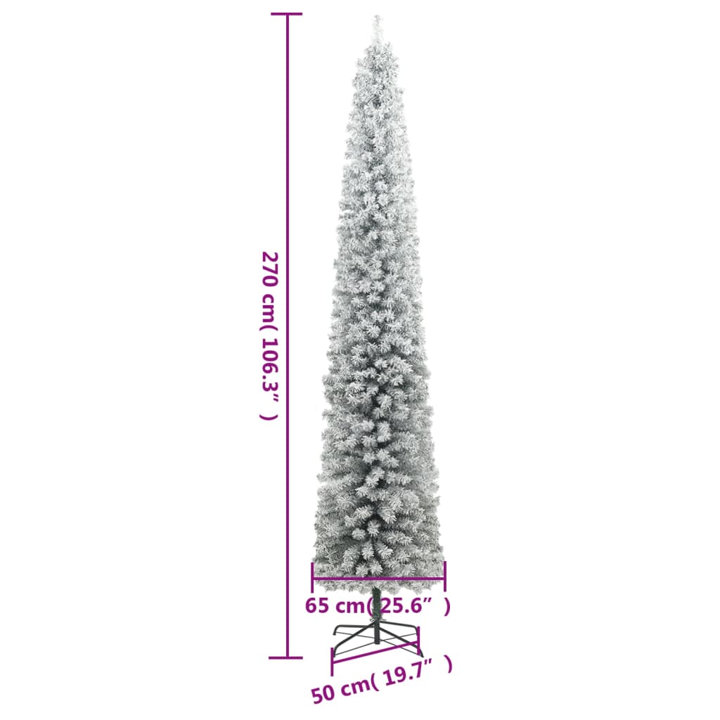 Kunstkerstboom smal met standaard en sneeuw 270 PVC is nu te koop bij PeponiXL, paradijselijk wonen!