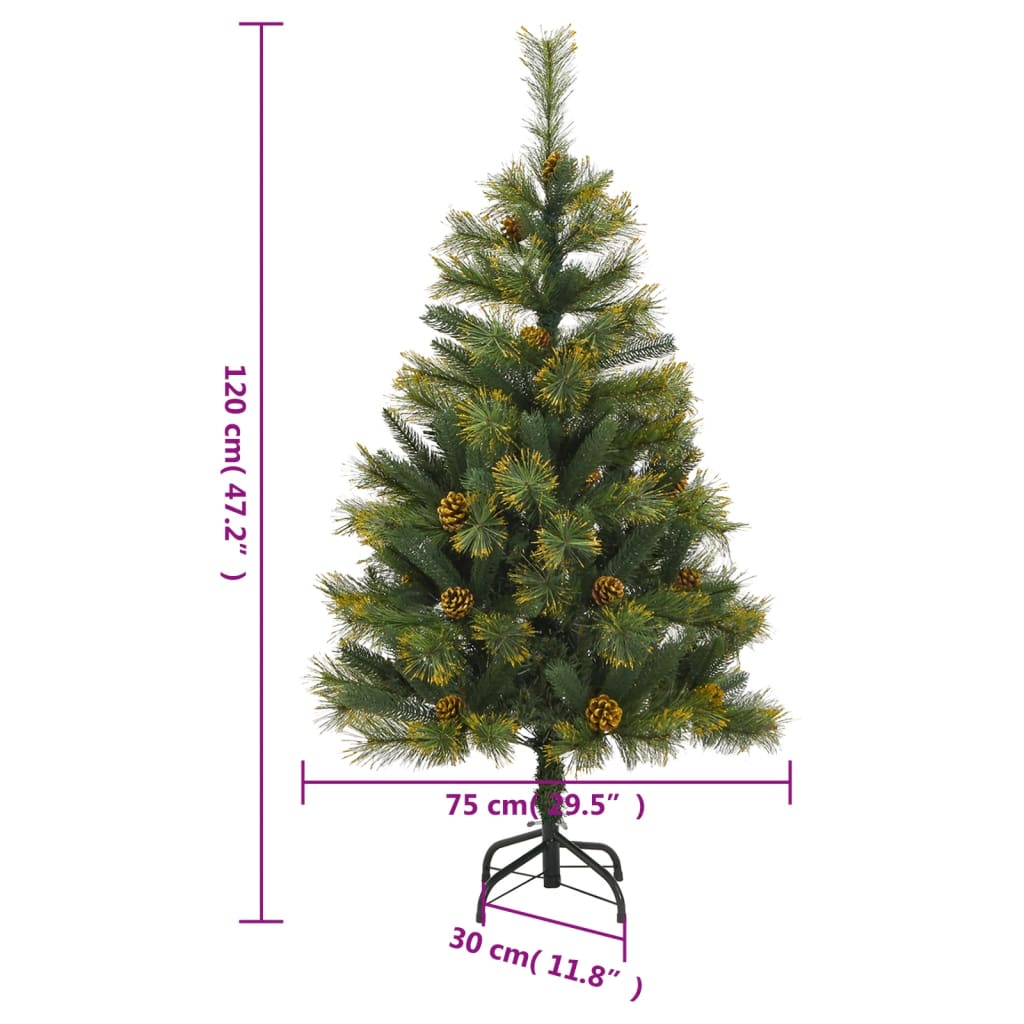 Kunstkerstboom met scharnieren en dennenappels 120 cm is nu te koop bij PeponiXL, paradijselijk wonen!