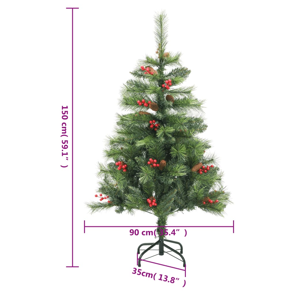 Kunstkerstboom met scharnieren dennenappels en bessen 150 cm is nu te koop bij PeponiXL, paradijselijk wonen!