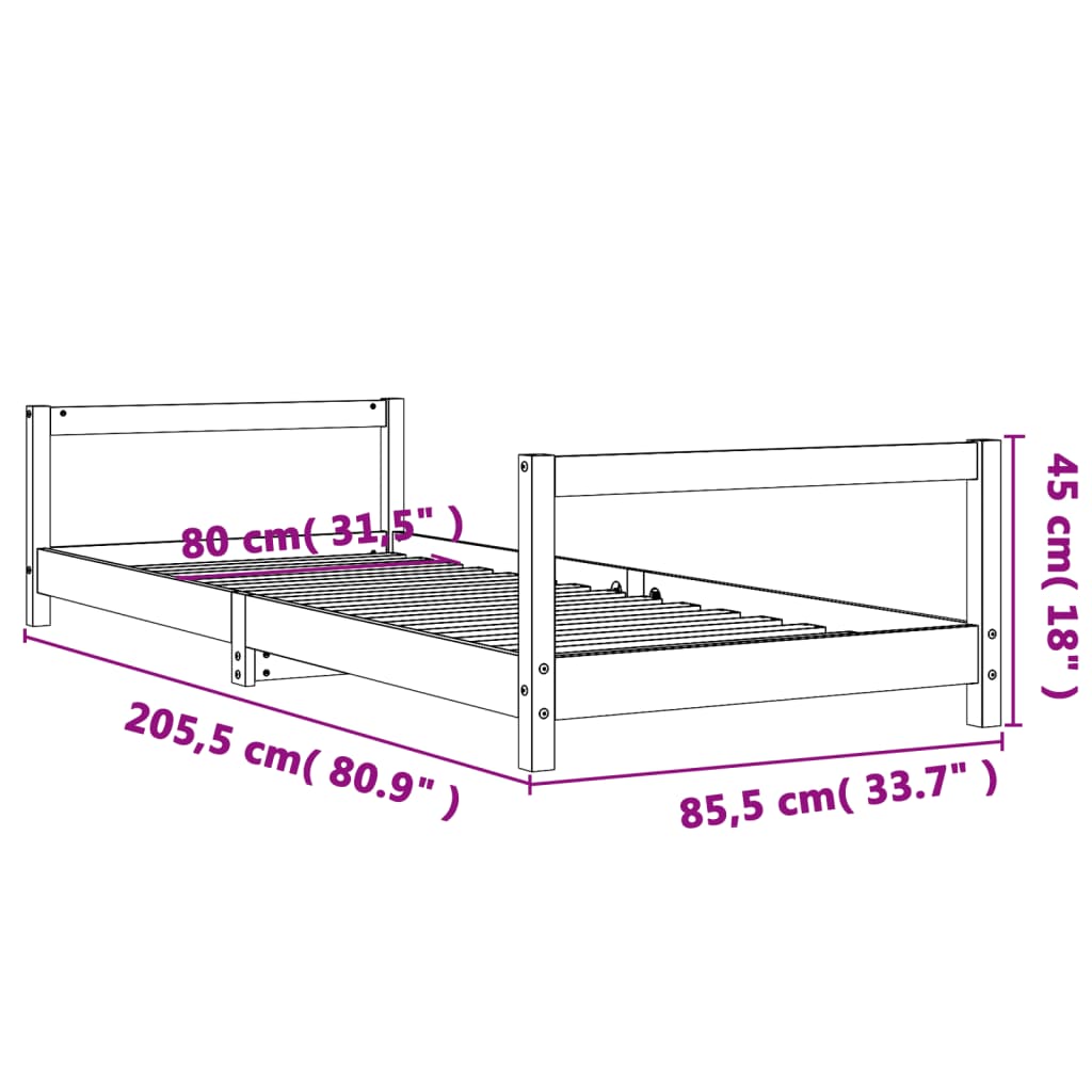 Kinderbedframe 80x200 cm massief grenenhout is nu te koop bij PeponiXL, paradijselijk wonen!