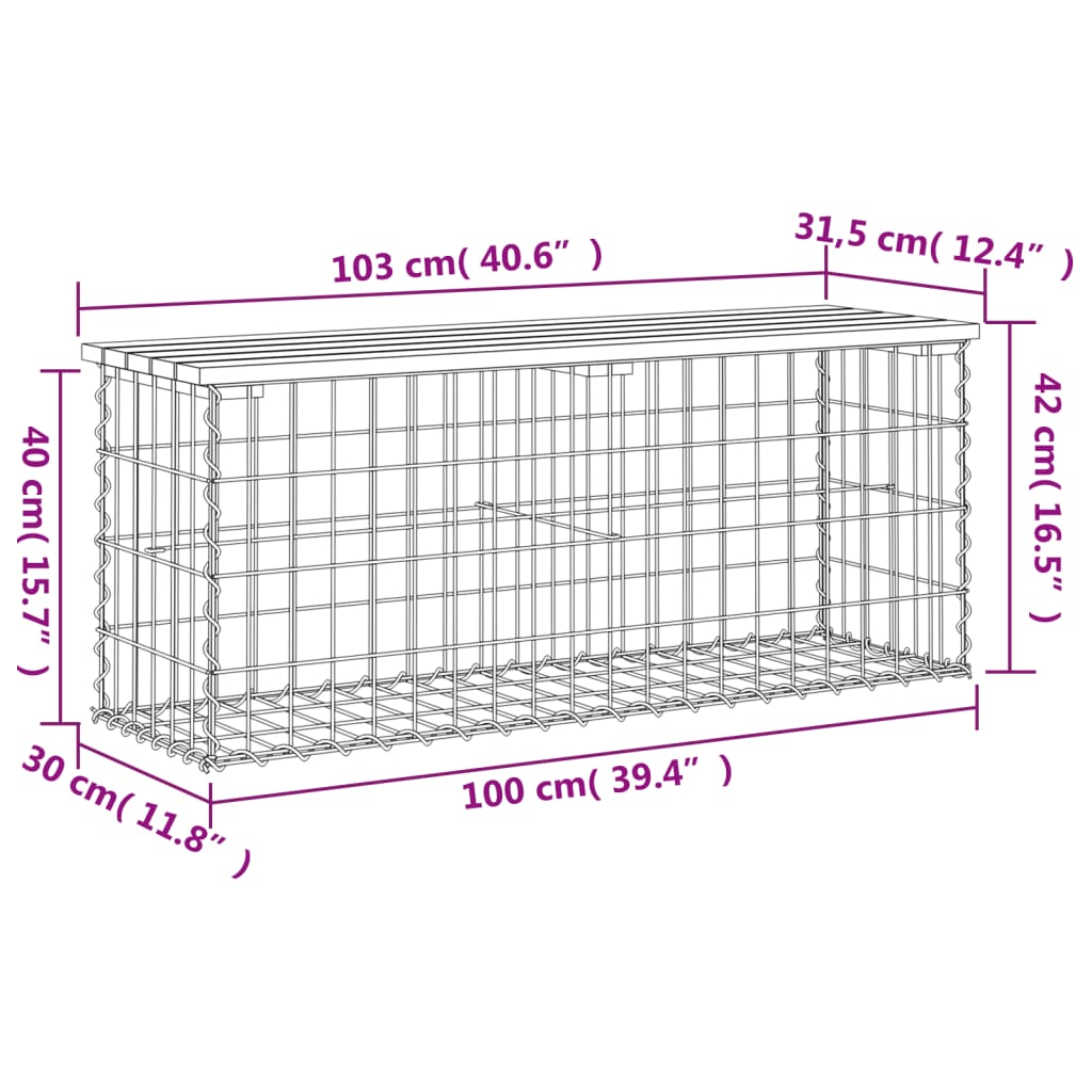 Tuinbank schanskorfontwerp 103x31,5x42 cm massief grenenhout is nu te koop bij PeponiXL, paradijselijk wonen!