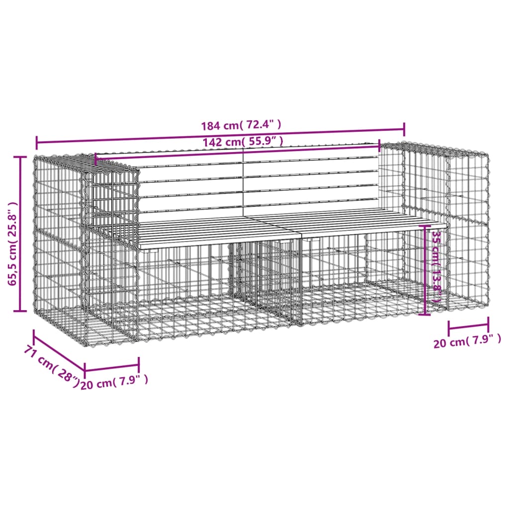 Tuinbank schanskorfontwerp 184x71x65,5 cm massief douglashout is nu te koop bij PeponiXL, paradijselijk wonen!