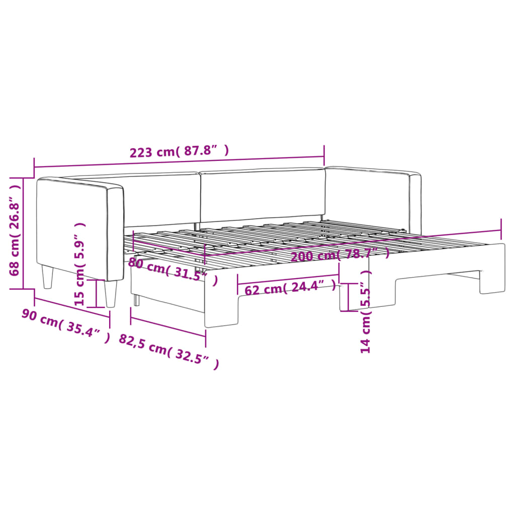 Slaapbank met onderschuifbed 80x200 cm stof zwart is nu te koop bij PeponiXL, paradijselijk wonen!