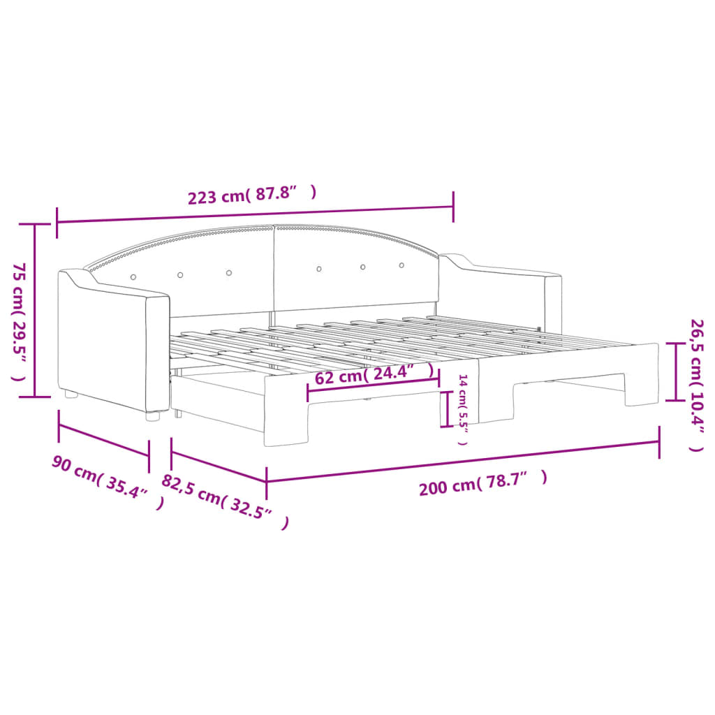 Slaapbank met onderschuifbed 80x200 cm stof zwart is nu te koop bij PeponiXL, paradijselijk wonen!