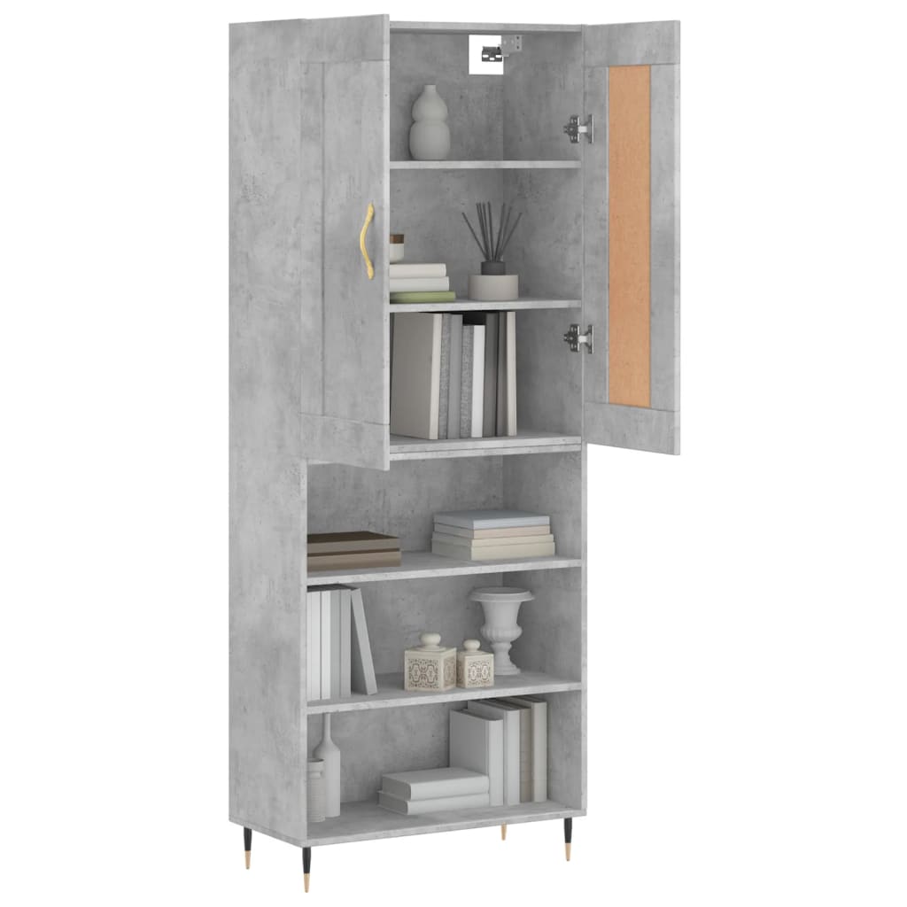 Hoge kast 69,5x34x180 cm bewerkt hout betongrijs is nu te koop bij PeponiXL, paradijselijk wonen!