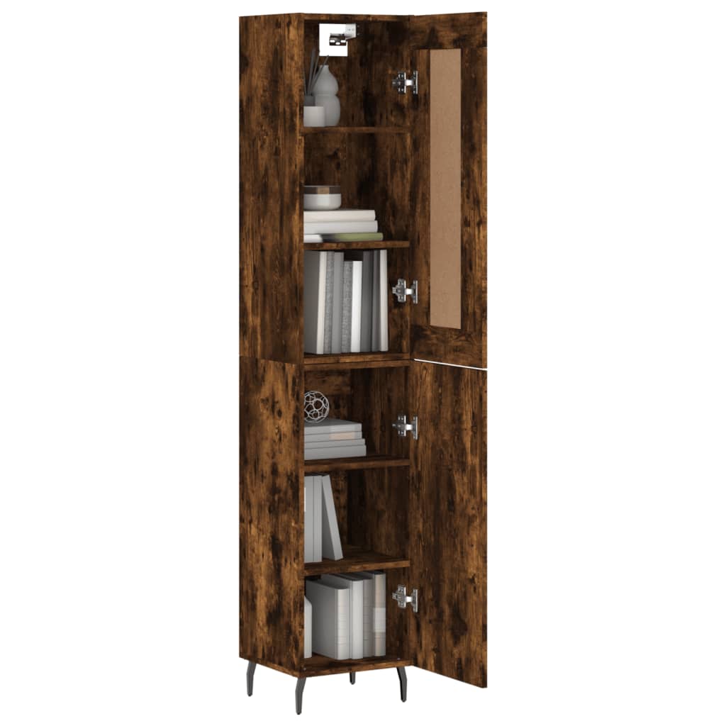 Hoge kast 34,5x34x180 cm bewerkt hout gerookt eikenkleurig is nu te koop bij PeponiXL, paradijselijk wonen!