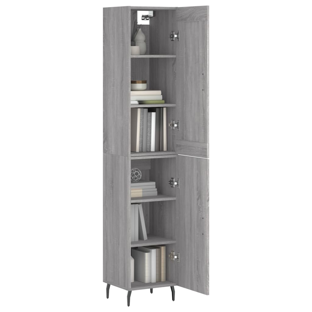 Hoge kast 34,5x34x180 cm bewerkt hout grijs sonoma eikenkleurig is nu te koop bij PeponiXL, paradijselijk wonen!