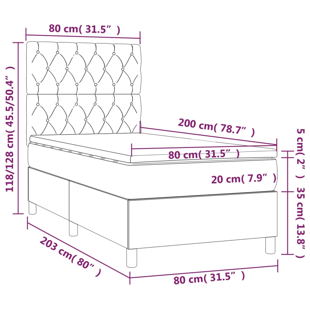 Boxspring met matras stof blauw 80x200 cm is nu te koop bij PeponiXL, paradijselijk wonen!