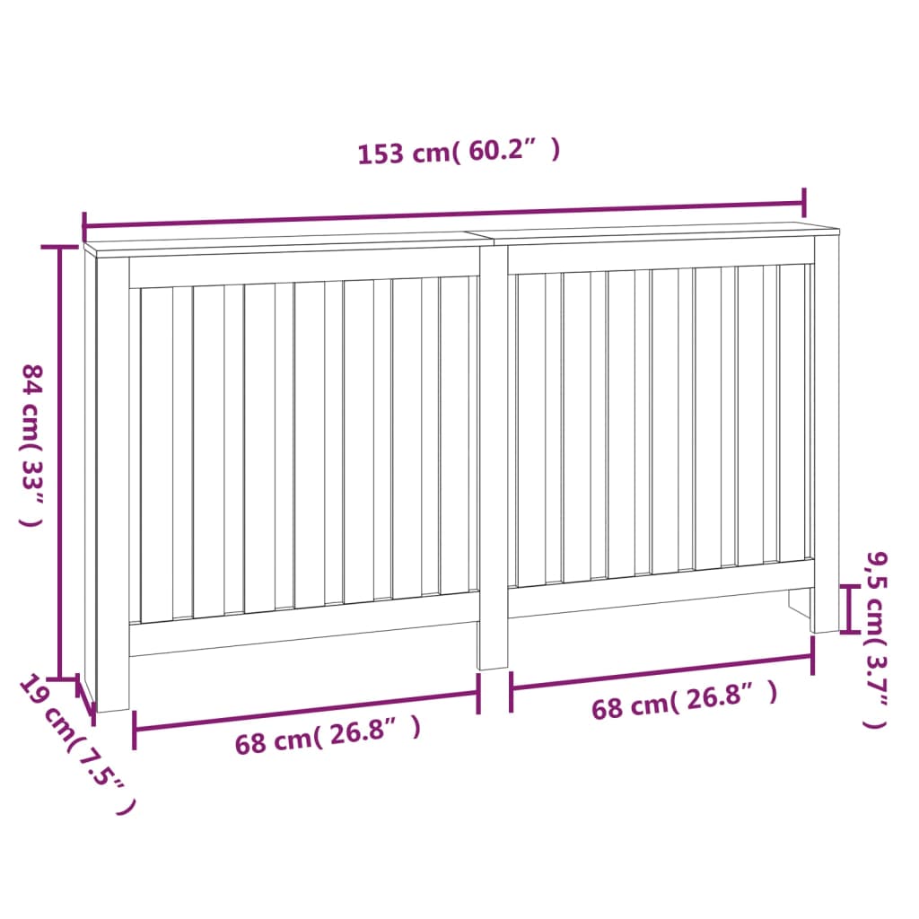 Radiatorombouw 153x19x84 cm massief grenenhout is nu te koop bij PeponiXL, paradijselijk wonen!