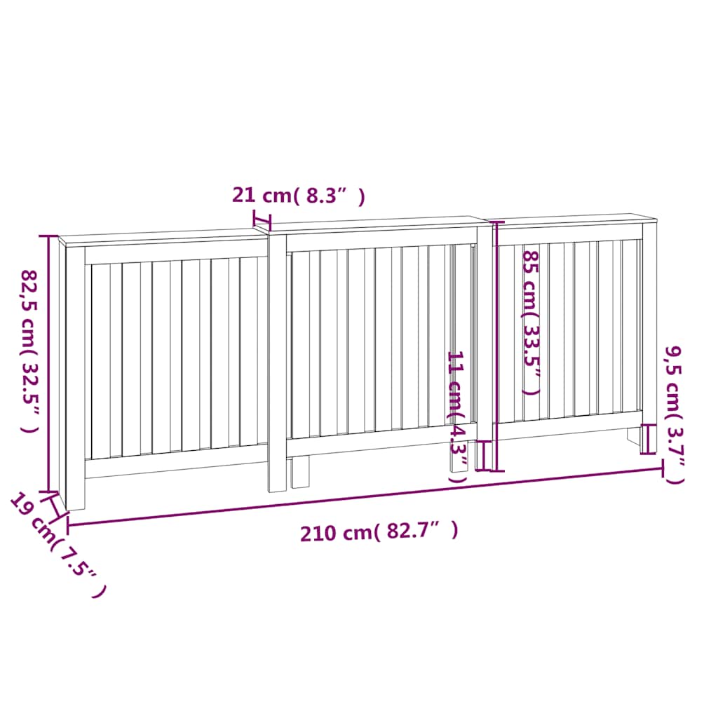 Radiatorombouw 210x21x85 cm massief grenenhout is nu te koop bij PeponiXL, paradijselijk wonen!