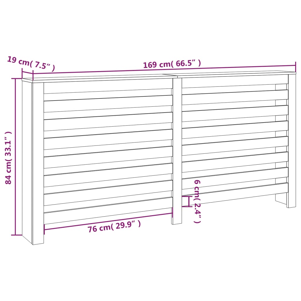 Radiatorombouw 169x19x84 cm massief grenenhout wit is nu te koop bij PeponiXL, paradijselijk wonen!