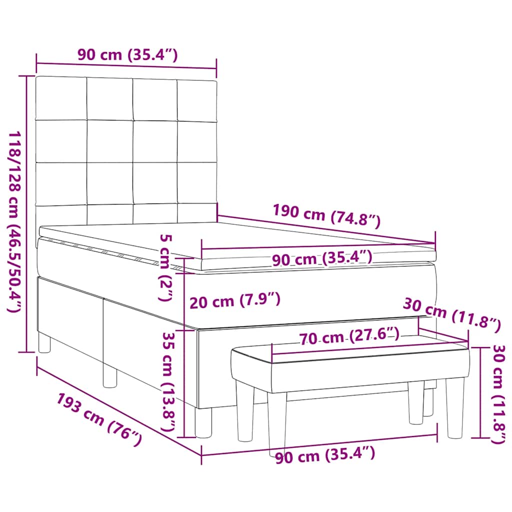 Boxspring met matras stof taupe 90x190 cm is nu te koop bij PeponiXL, paradijselijk wonen!