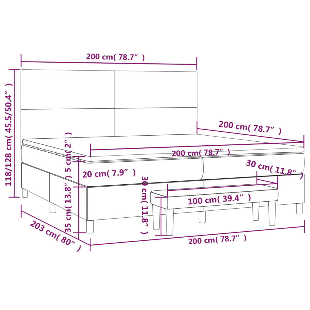 Boxspring met matras stof donkergrijs 200x200 cm is nu te koop bij PeponiXL, paradijselijk wonen!