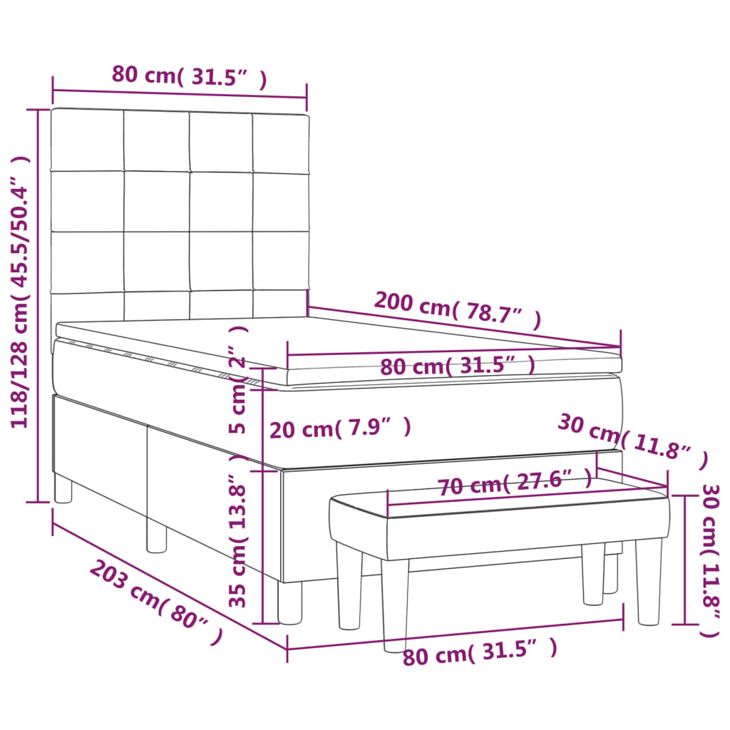 Boxspring met matras stof zwart 80x200 cm is nu te koop bij PeponiXL, paradijselijk wonen!
